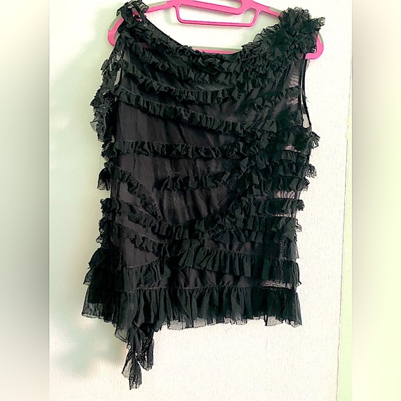 JEAN PAUL GAULTIER MAILLE MESH RUFFLE TOP, SIZE M - Picture 2 of 7